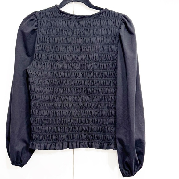 NWOT Loft Smocked Bodice Black Top Size Medium - Picture 2 of 4